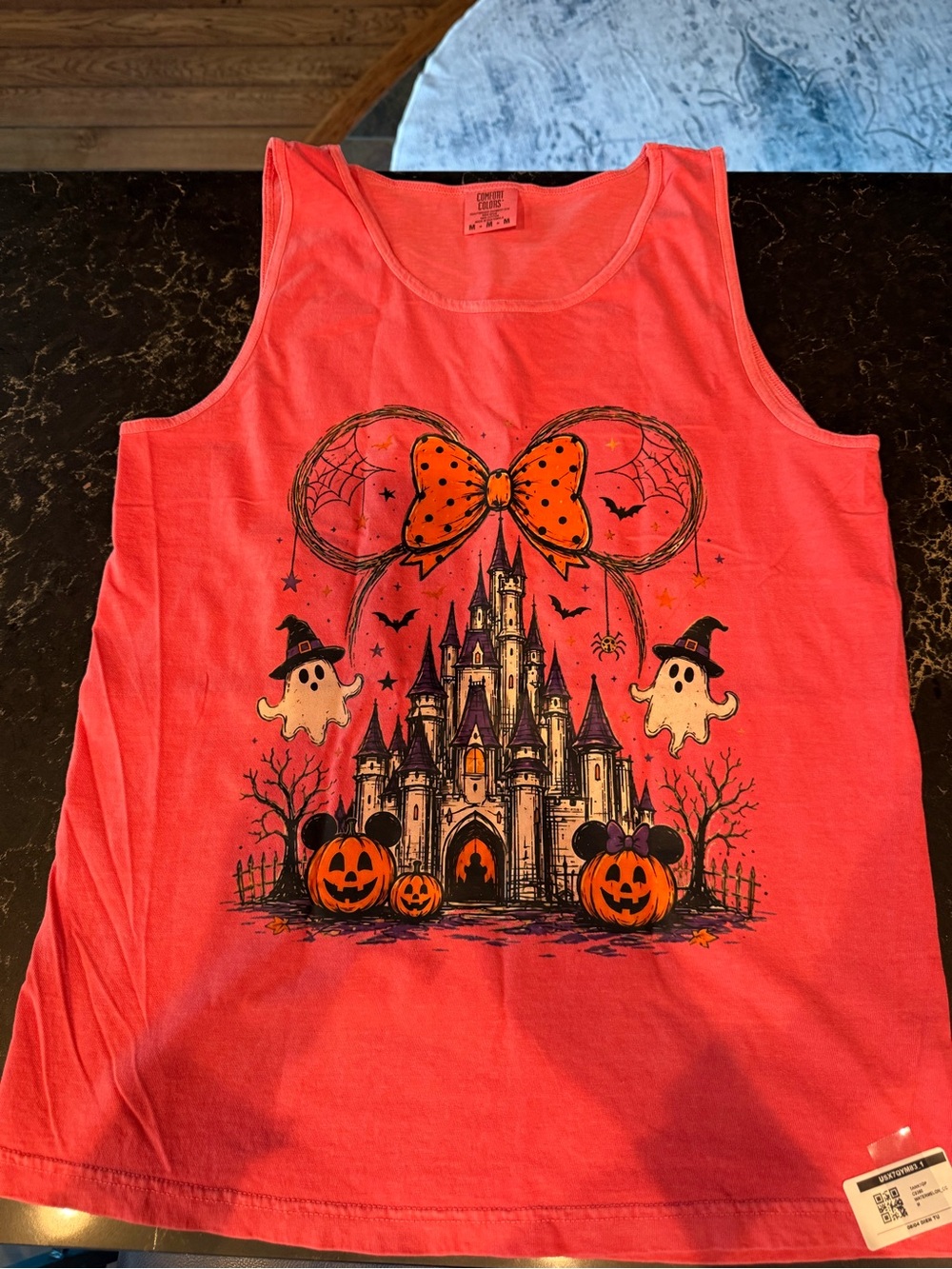 Kids Halloween Castle Tank Top - Coral Pink